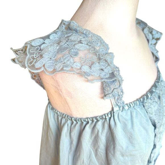 Anthropologie Tiny Daphne Lace Tank Blue Flutter Strap Womens Size Medium - Picture 7 of 12